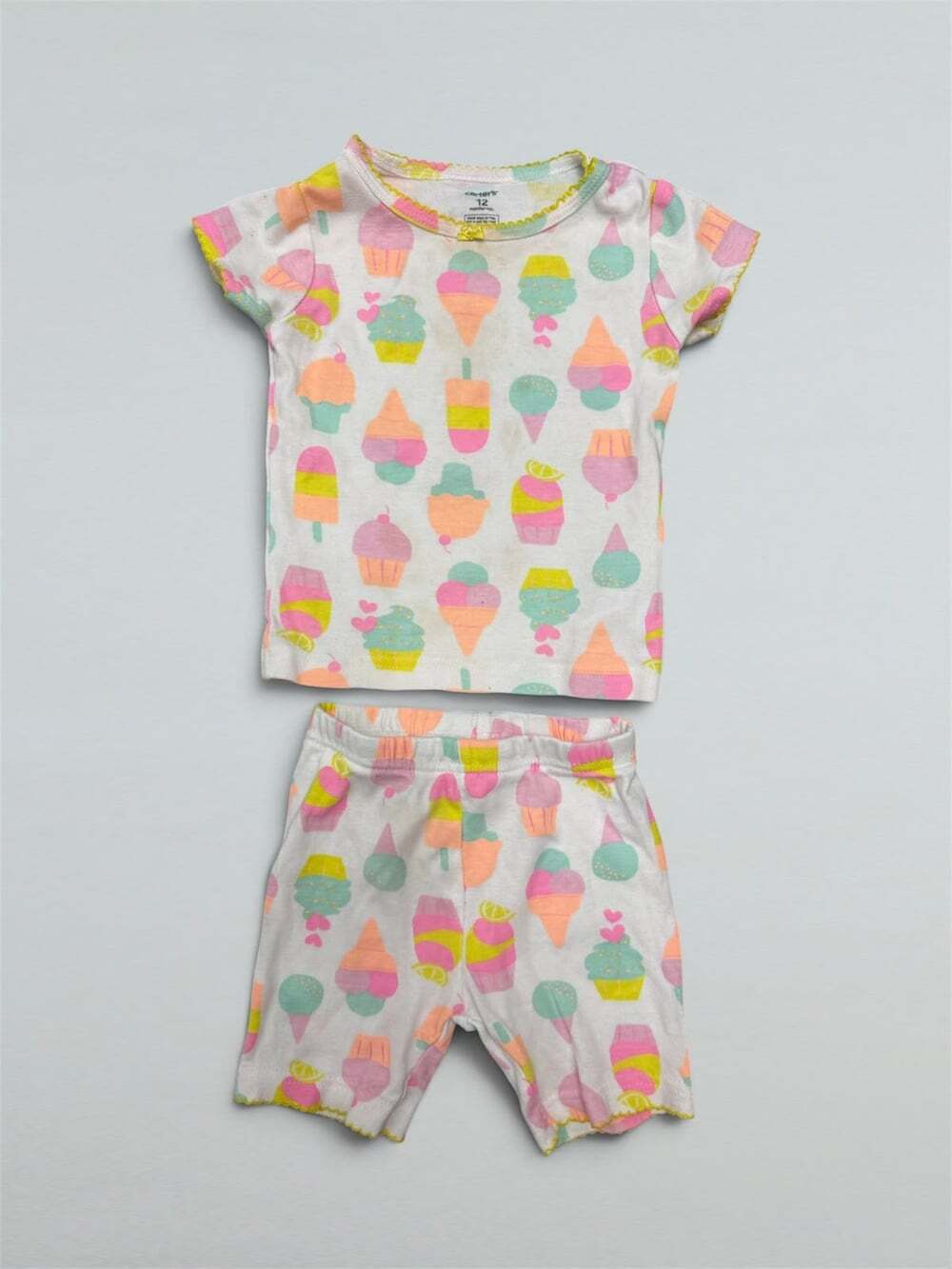 Ice Cream Popsicle Cupcake Pajama Set Short Sleeve Baby Girls 12 Months